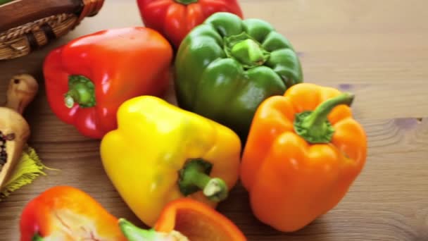 organic peppers on the table - Footage, Video