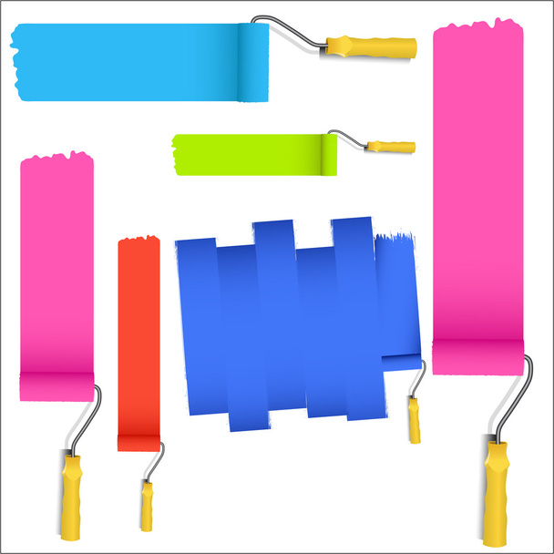 Paint Roller with Colorful Strokes - Vector, Image
