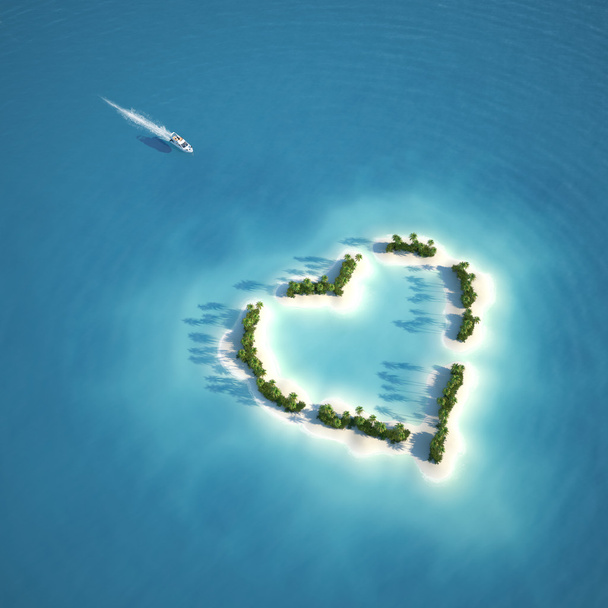 Paradise heart shaped island - Photo, Image