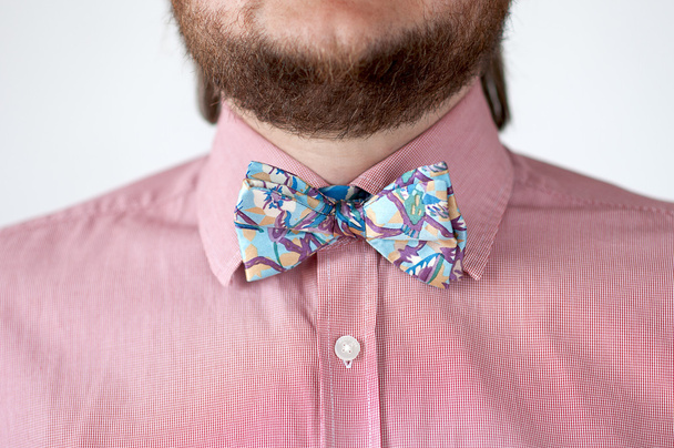 Colorful bow tie with pink shirt - Photo, Image