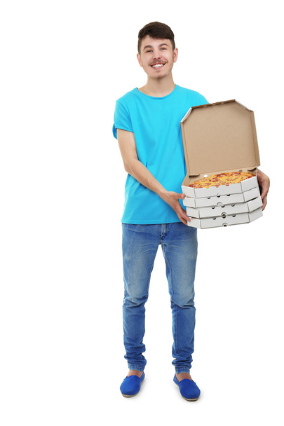 Delivery boy with pizza  - Фото, изображение