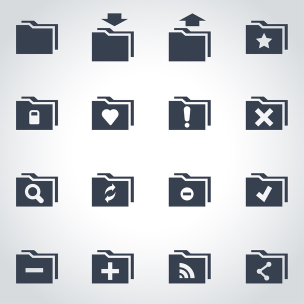 Vector black folder icon set - Vecteur, image
