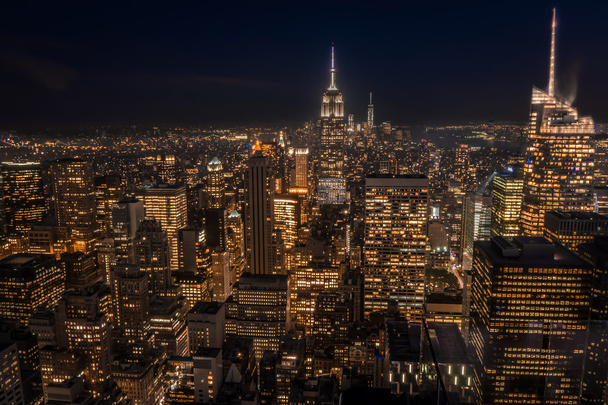 Dolní Manhattan v noci vidět z výšky - Fotografie, Obrázek