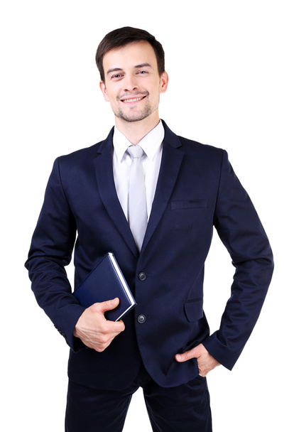 Elegant man in suit with notepad - Φωτογραφία, εικόνα