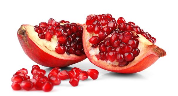 Juicy pomegranate isolated on white - Foto, imagen