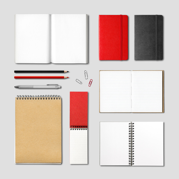 stationery books and notebooks mockup - Foto, Imagem