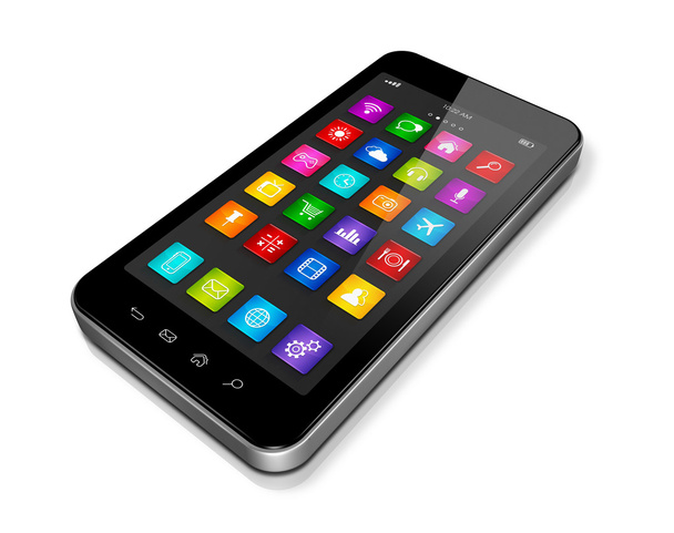 High Tech Smartphone with apps icons interface - 写真・画像