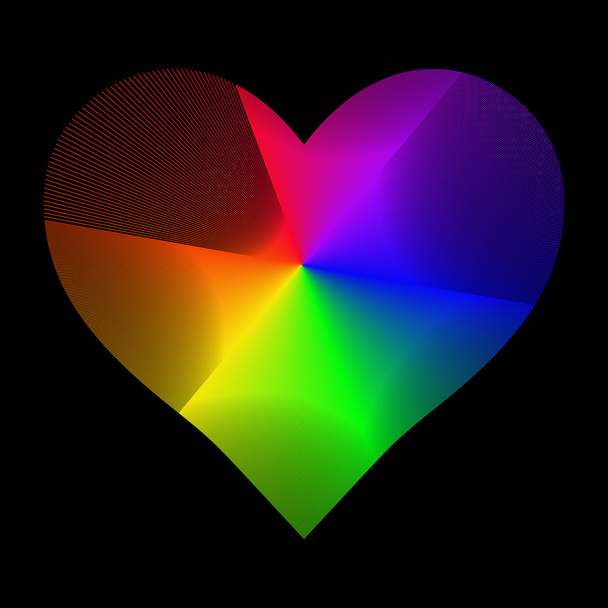 Vector image of six-stripe rainbow Heart - Vektor, obrázek