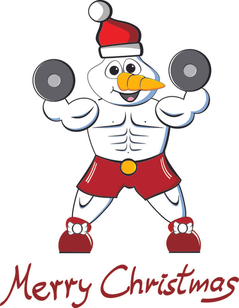 Muscle snowman Merry Christmas - Vektori, kuva