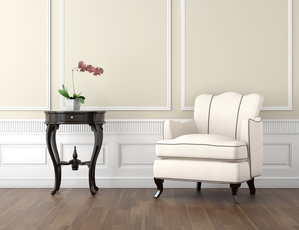 Interior clásico beige y blanco
 - Foto, Imagen