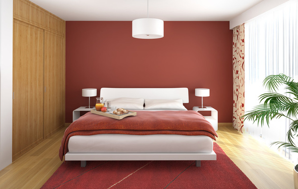 Interior design bedroom red - Photo, Image