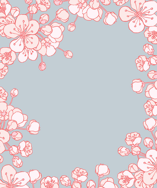 cherry or sakura floral frame - Vector, imagen