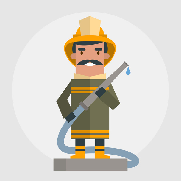 Happy fireman illustration - Vektör, Görsel
