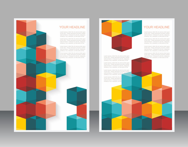 Modèle de brochure vectorielle avec cubes et flèches. - Vecteur, image