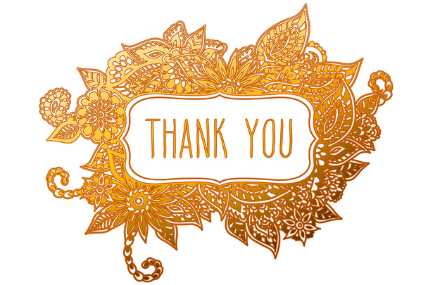 Thank you colored doodle frame - Vector, imagen