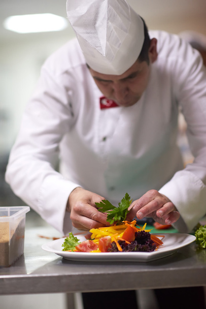 chef preparing and decorating food - Photo, Image