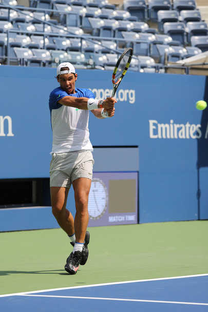 Fourteen times Grand Slam Champion Rafael Nadal of Spain practices for US Open 2015 - Фото, изображение