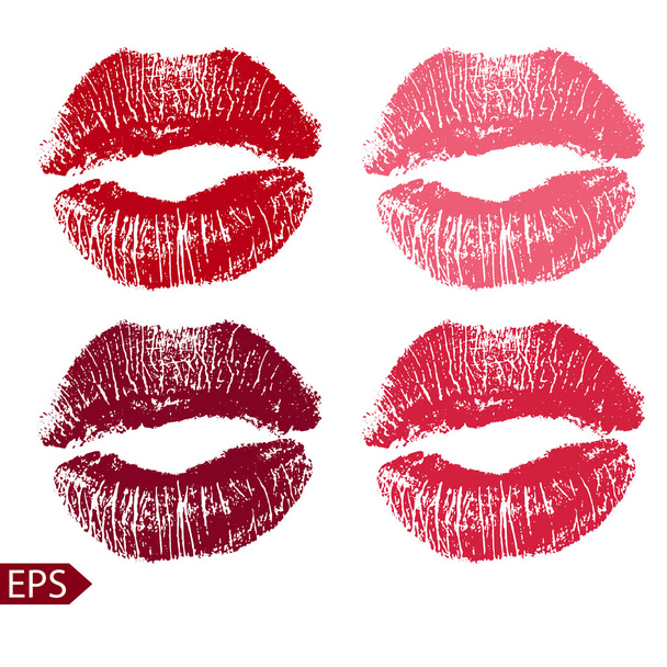 Tulosta joukko vaaleanpunainen huulet. Vektorikuvitus valkoisella taustalla. EPS
 - Vektori, kuva