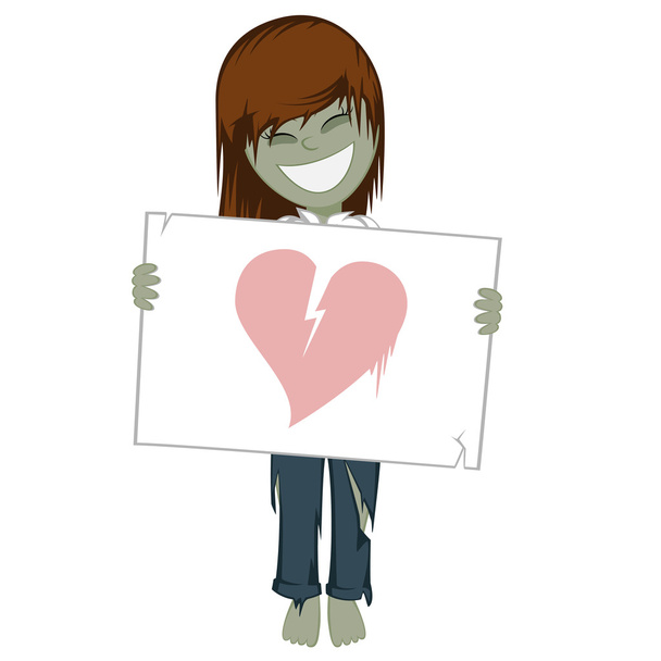 Zombie meisje met een whiteboard - Vector, afbeelding