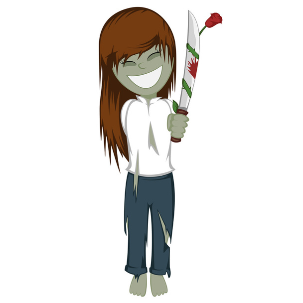 Zombie meisje met verrassing - Vector, afbeelding