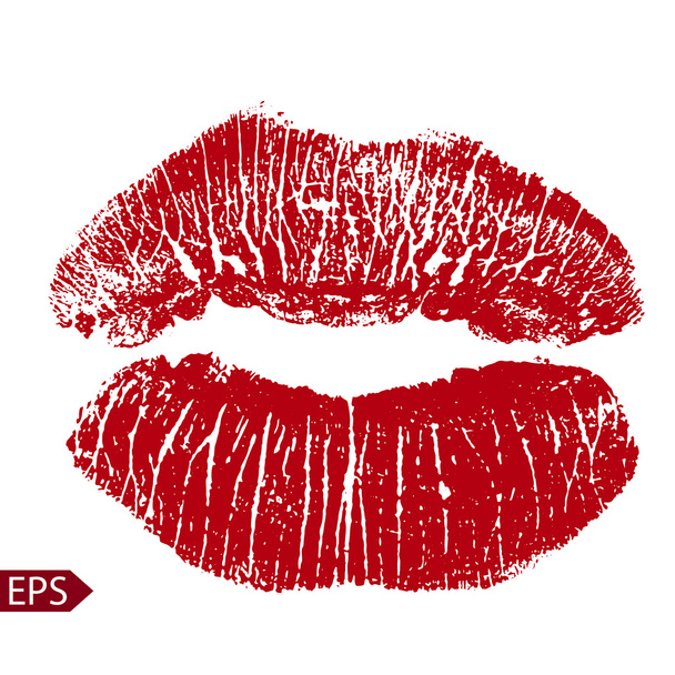 Impressão de lábios vermelhos. Ilustração vetorial sobre fundo branco. EPS
 - Vetor, Imagem