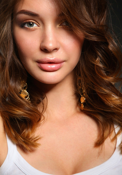 Close up portrait of beautiful young woman face.  - Fotó, kép
