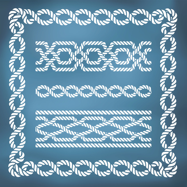 Decorative seamless nautical rope borders - Vector, Image