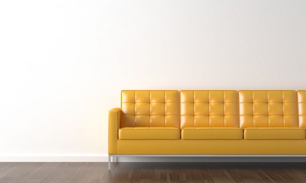 Yellow couch on white wall - Photo, Image