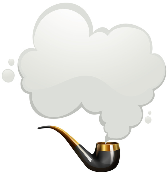Smoking pipe with smoke - Vector, Image