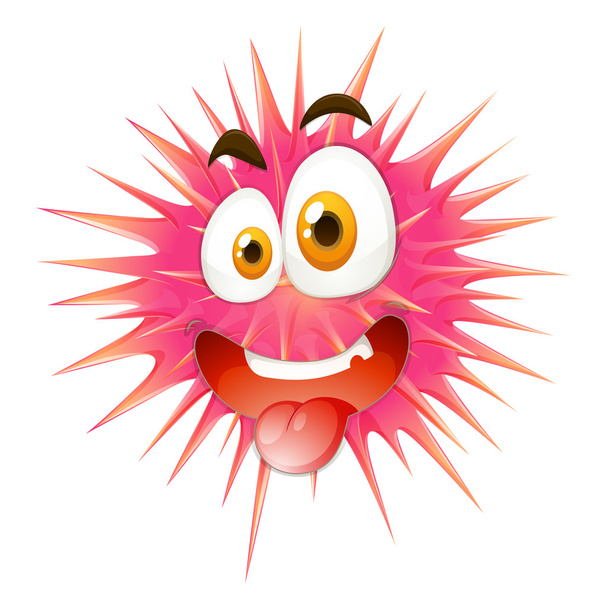 Silly face on thorny ball - Vector, Image