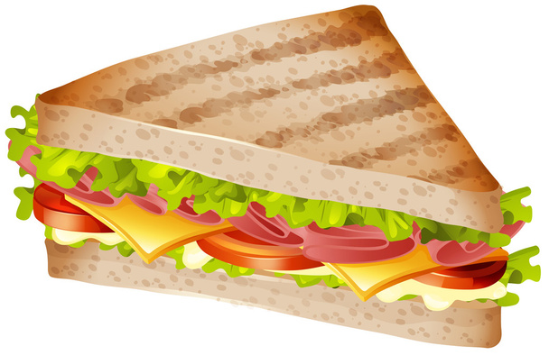 broodje met ham en kaas - Vector, afbeelding