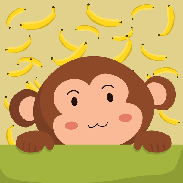 Close up Monkey and Banana - Vector, Image