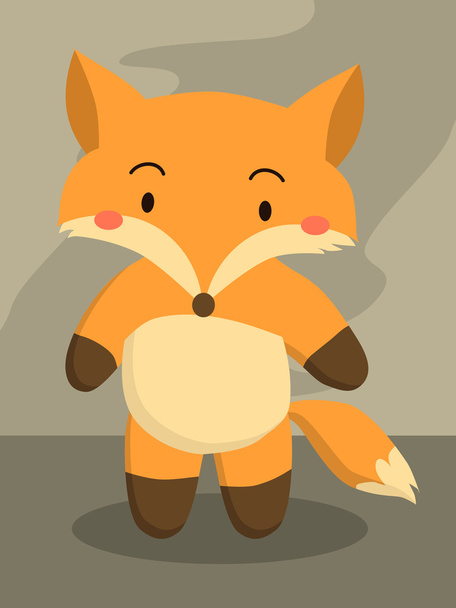 Bonito pequeno desenho animado raposa
 - Vetor, Imagem