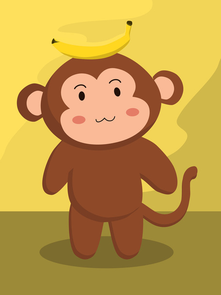 μαϊμού με μπανάνα κινουμένων σχεδίων - Διάνυσμα, εικόνα