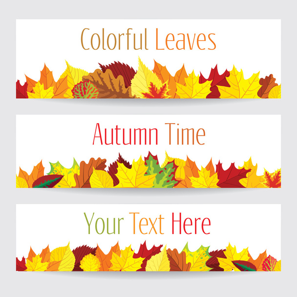 kleurrijke herfstbladeren banners - Vector, afbeelding