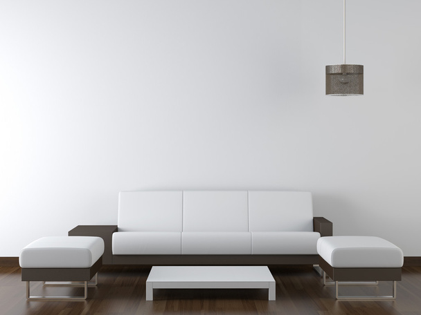 Interior design modern white furniture on white wall - Photo, Image