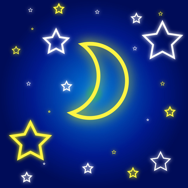 Vector moon and stars - Διάνυσμα, εικόνα