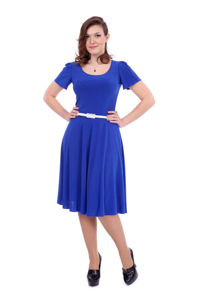Pretty girl wearing blue dress - Фото, изображение