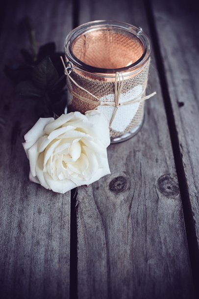 candle in a decorative jar  - Photo, Image