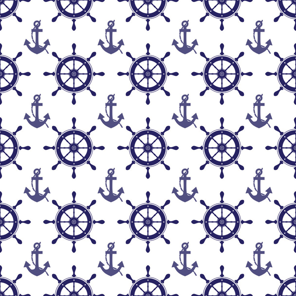 Морское колесо и анкерный бесшовный узор
 - Вектор,изображение