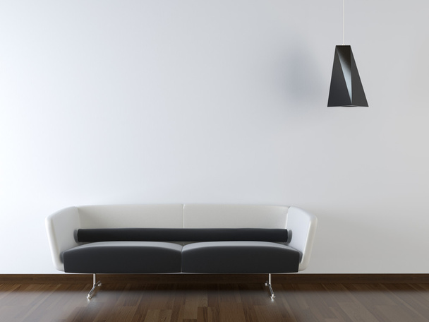 Diseño interior de sofá moderno en la pared blanca
 - Foto, Imagen