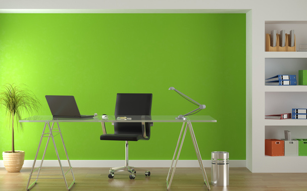 Дизайн интерьера современного зеленого офиса
 - Фото, изображение