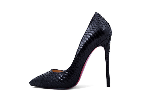Elegante caro negro zapatos de tacón alto de las mujeres en el fondo blanco
 - Foto, Imagen