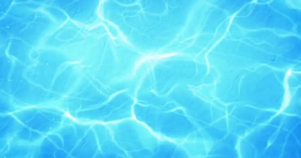 digitale animatie van zwembad onder bijtende producten rimpel zoals zeewater en stroom met golven verkeer achtergrond - Video