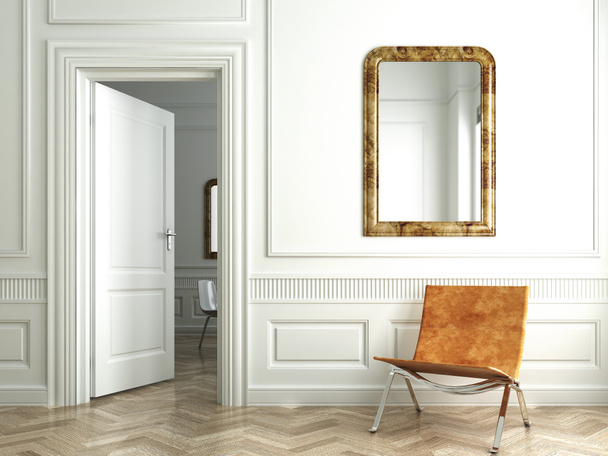Espelhos interiores brancos clássicos do whit
 - Foto, Imagem