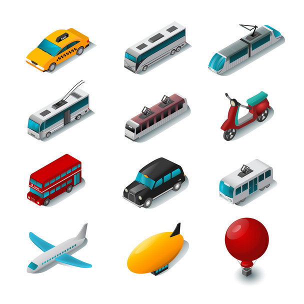 openbaar vervoer icons set - Vector, afbeelding