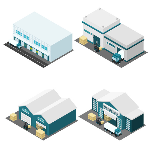  Warehouse Isometric Icons Set  - Vector, Image