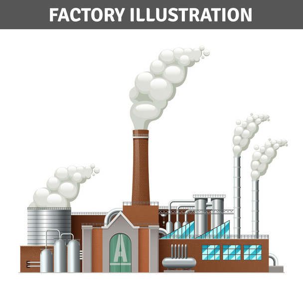 現実的な工場の図  - ベクター画像