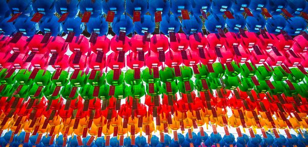 Güney Kore'de Lotus Fener festival için renkli kağıt fener - Fotoğraf, Görsel