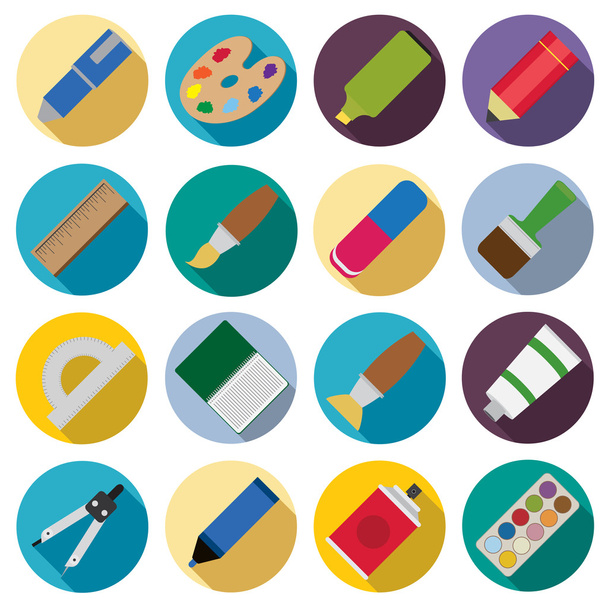Set of flat painting icons. - Vector, Image